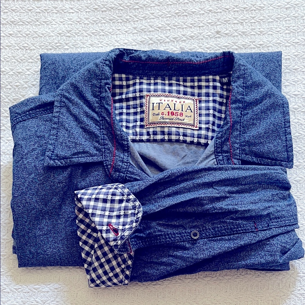 Italia Blue Button-Up Shirt - Picture 1 of 3